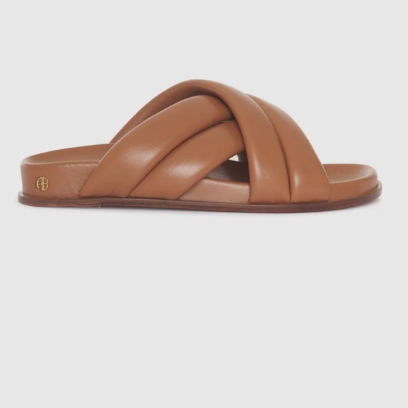 Anine Bing Lizzie Slide Sandal Cognac Brown Tan 39 - Picture 2 of 10